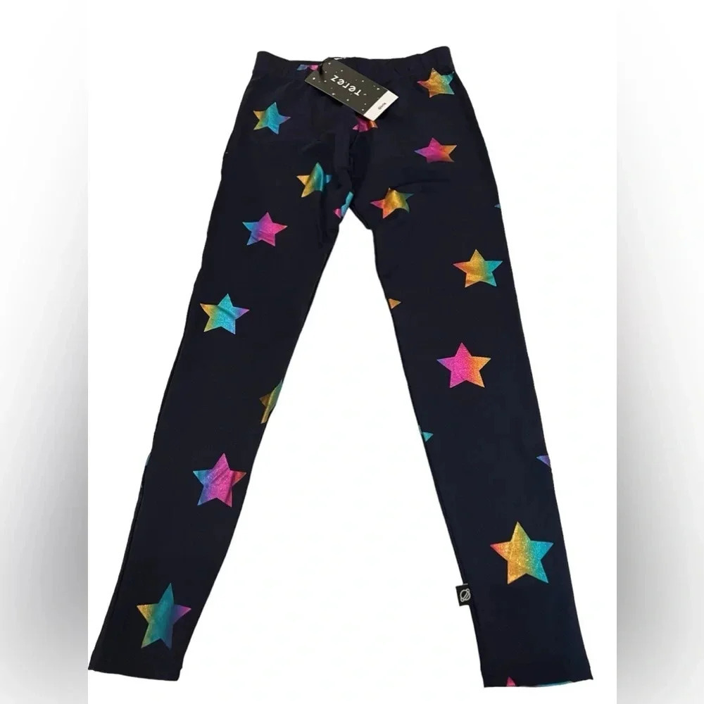 NWOT Terez Kids Leggings with Multicolor Stars size L